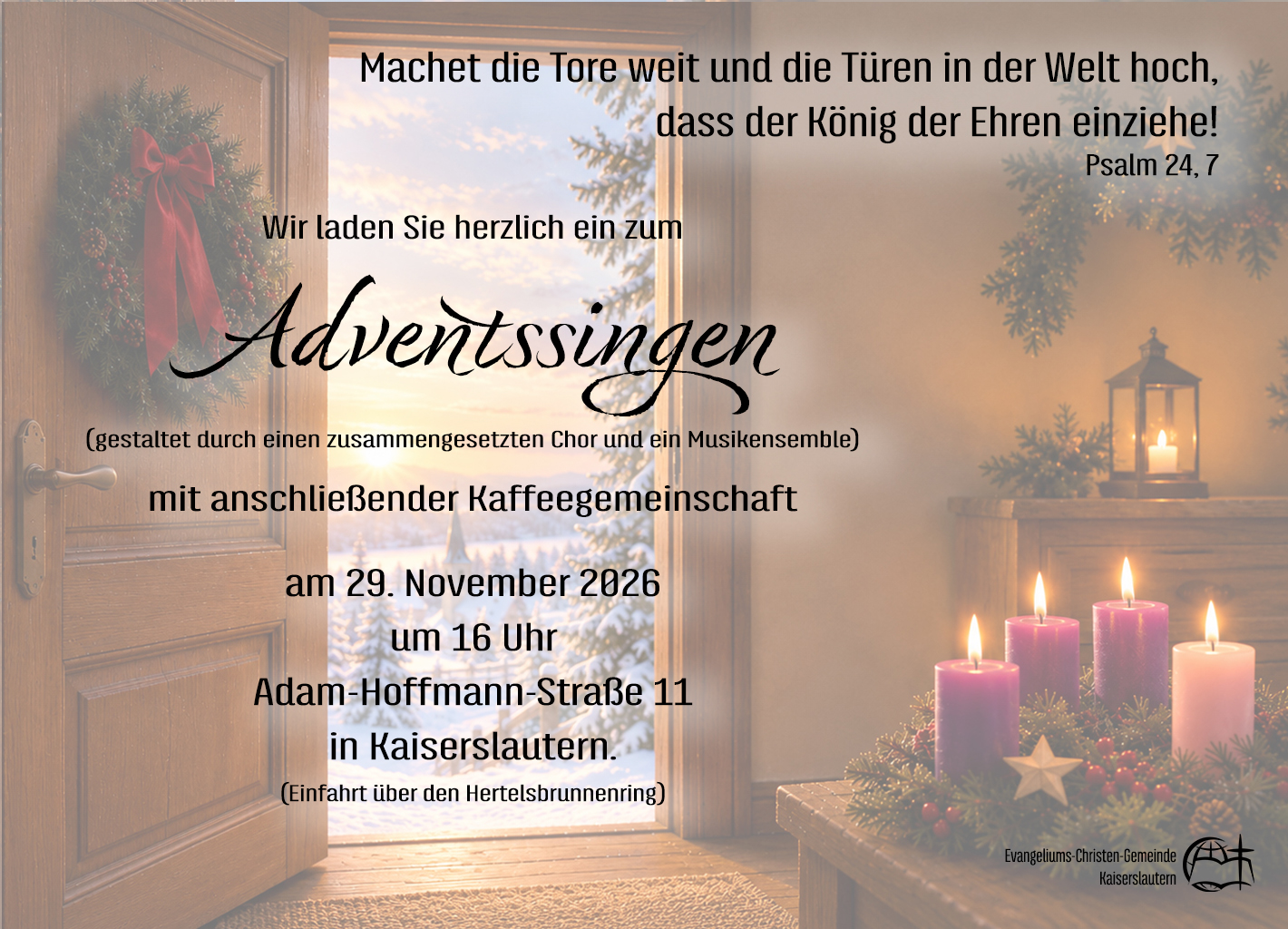 Einladungskarte hinten, Adventsingen 2026